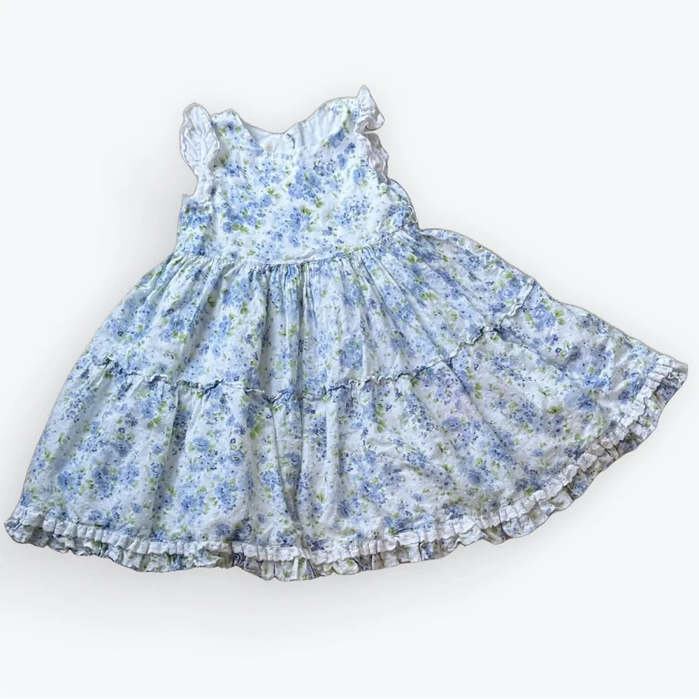 Cottage Prairie Ruffled Floral Violet Laura Ashley London Cotton Dress ~ Child 6